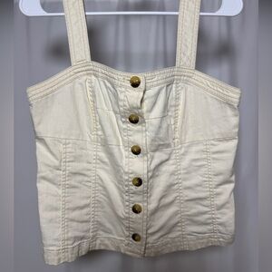 Pilcro and the Letterpress Anthropologie Corset Denim Cream Top Womens 8